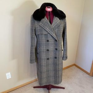 Women’s DKNY wool blnd winter coat fx fur collar